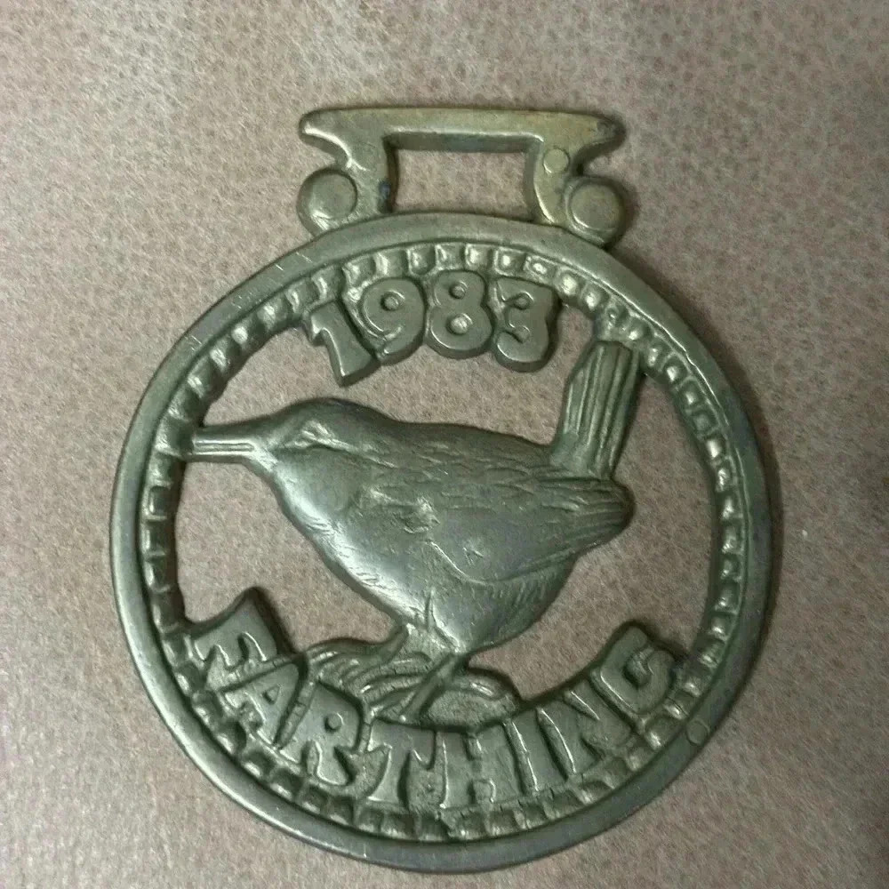 Vintage Horse Brass Bird 1983 Farthing Medallion Harness Ornament